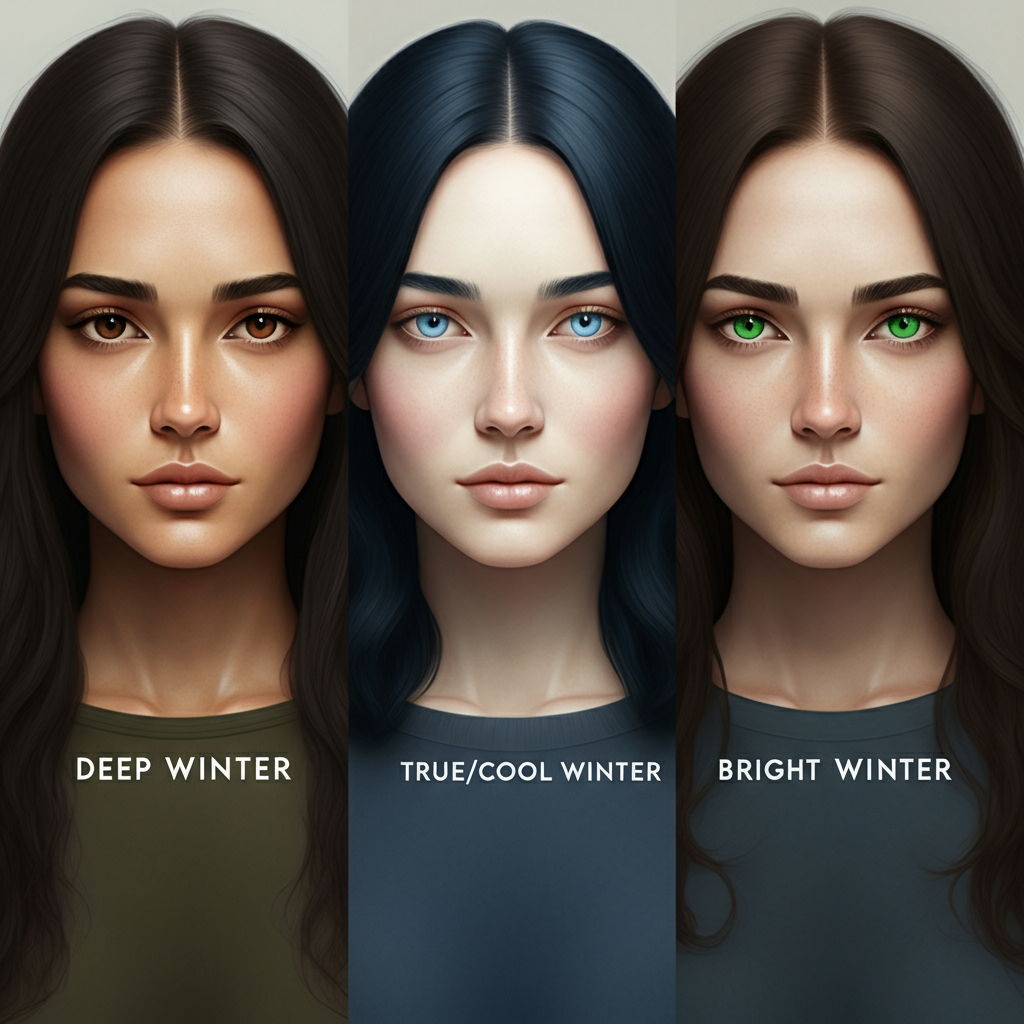 Exploring the Differences Between Deep Winter, True/Cool Winter, and Bright Winter in 12 Seasonal Color Analysis